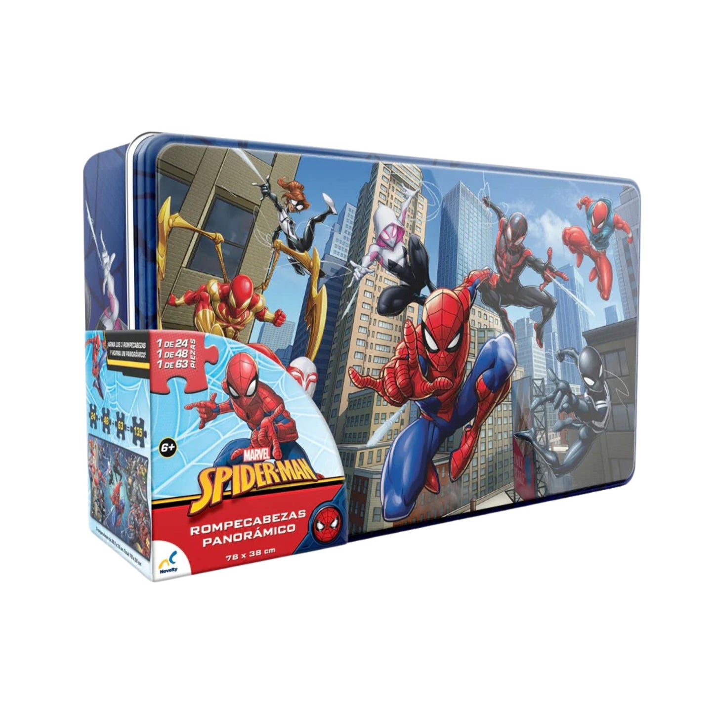Rompecabezas panorámico 3 en 1 Spider man