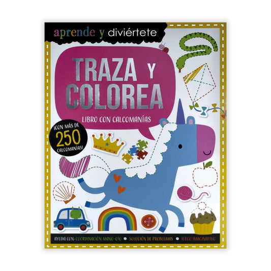 Traza Y Colorea Libro Con Calcomanías